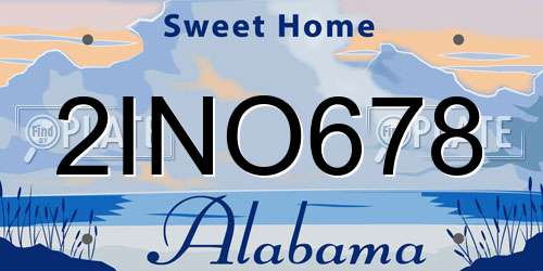 2INO678 Alabama License Plate