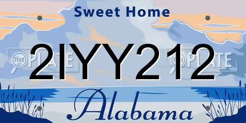 2IYY212 Alabama License Plate
