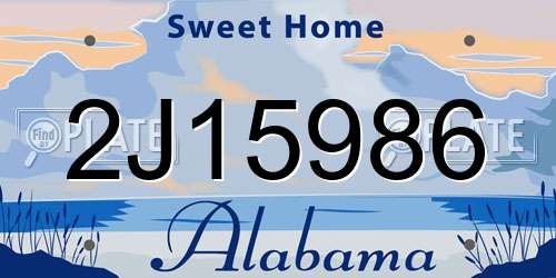 2J15986 Alabama License Plate