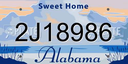 2J18986 Alabama License Plate