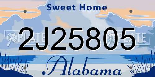 2J25805 Alabama License Plate