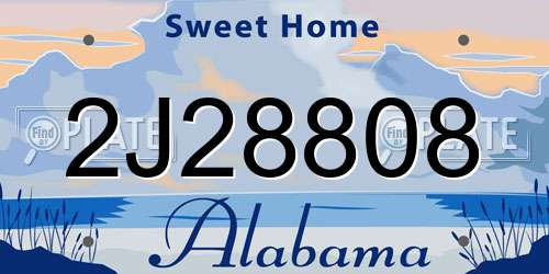 2J28808 Alabama License Plate
