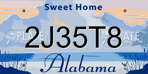 2J35T8 Alabama License Plate