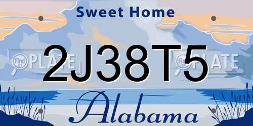 2J38T5 Alabama License Plate