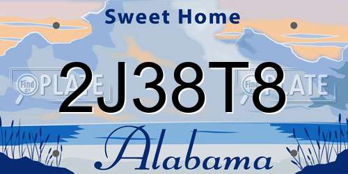 2J38T8 Alabama License Plate