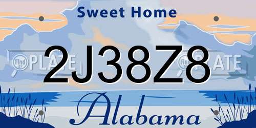 2J38Z8 Alabama License Plate
