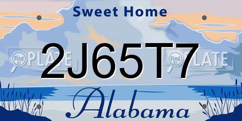 2J65T7 Alabama License Plate