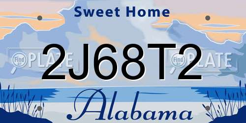 2J68T2 Alabama License Plate