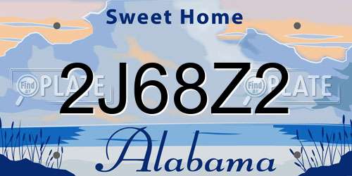 2J68Z2 Alabama License Plate