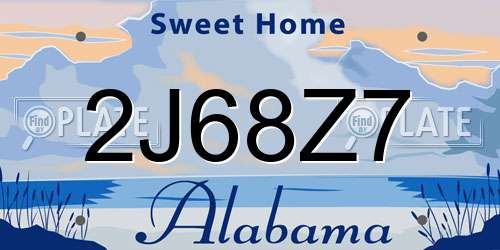 2J68Z7 Alabama License Plate