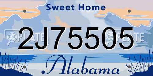 2J75505 Alabama License Plate