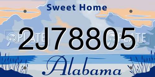 2J78805 Alabama License Plate