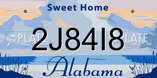 2J84I8 Alabama License Plate