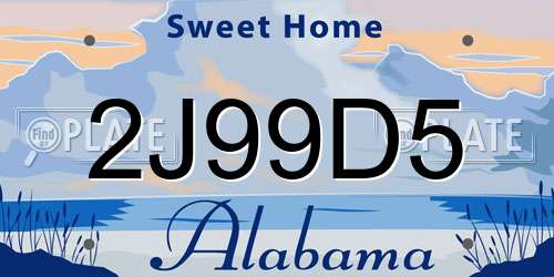 2J99D5 Alabama License Plate