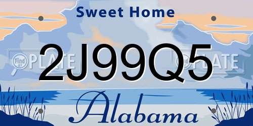 2J99Q5 Alabama License Plate