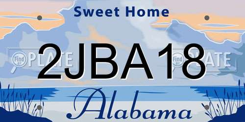 2JBA18 Alabama License Plate