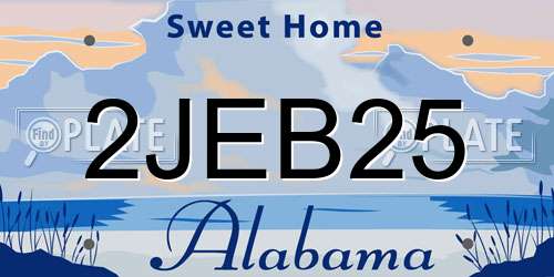 2JEB25 Alabama License Plate