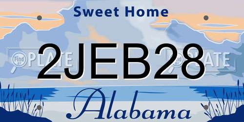 2JEB28 Alabama License Plate
