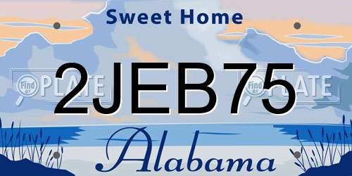 2JEB75 Alabama License Plate