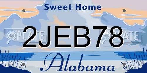 2JEB78 Alabama License Plate