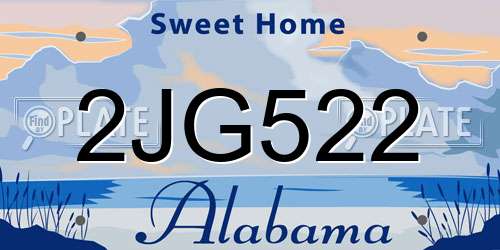 2JG522 Alabama License Plate