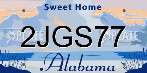 2JGS77 Alabama License Plate