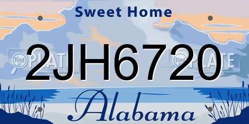 2JH6720 Alabama License Plate