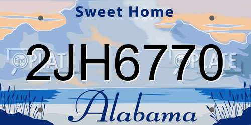 2JH6770 Alabama License Plate