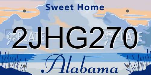 2JHG270 Alabama License Plate