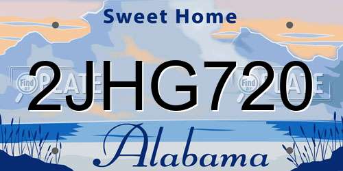 2JHG720 Alabama License Plate