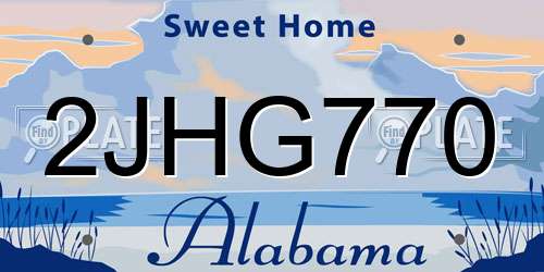 2JHG770 Alabama License Plate