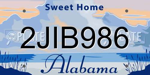 2JIB986 Alabama License Plate