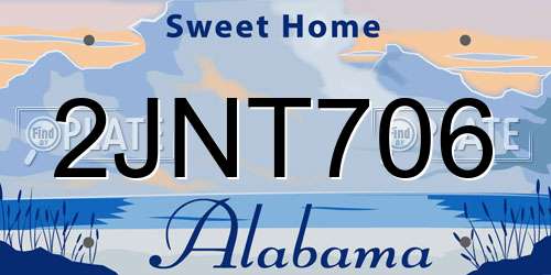 2JNT706 Alabama License Plate