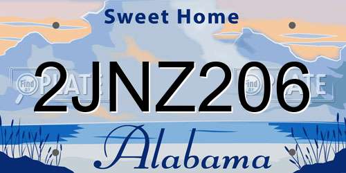 2JNZ206 Alabama License Plate