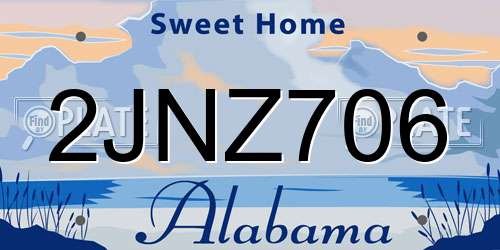 2JNZ706 Alabama License Plate