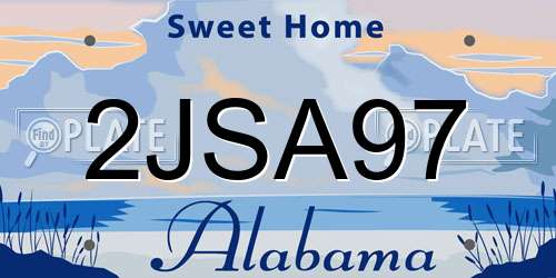 2JSA97 Alabama License Plate