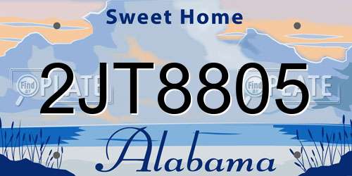 2JT8805 Alabama License Plate