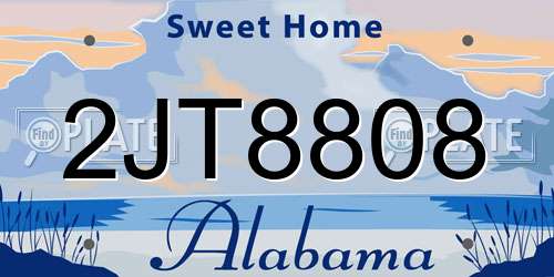 2JT8808 Alabama License Plate