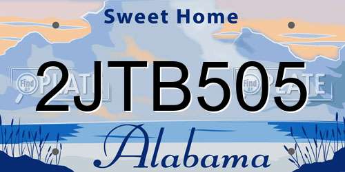 2JTB505 Alabama License Plate