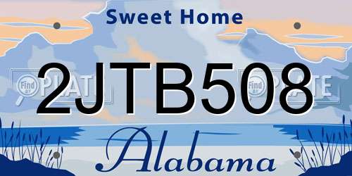2JTB508 Alabama License Plate