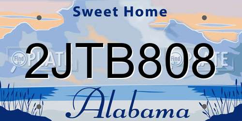 2JTB808 Alabama License Plate