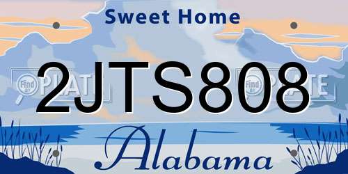2JTS808 Alabama License Plate