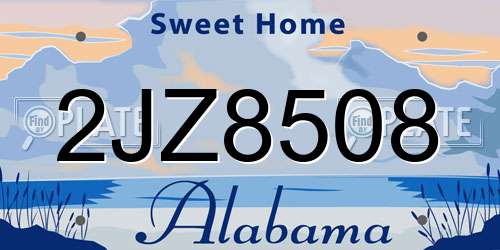 2JZ8508 Alabama License Plate
