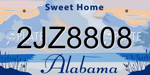 2JZ8808 Alabama License Plate