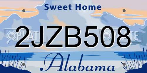 2JZB508 Alabama License Plate
