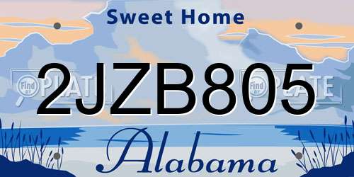 2JZB805 Alabama License Plate