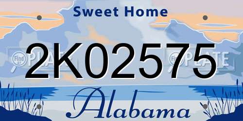 2K02575 Alabama License Plate