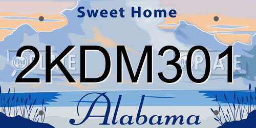 2KDM301 Alabama License Plate
