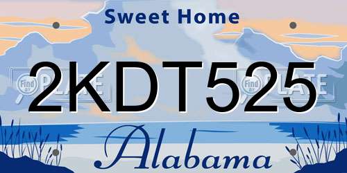 2KDT525 Alabama License Plate