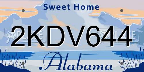 2KDV644 Alabama License Plate